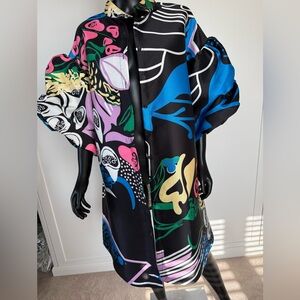 Colorful Abstract Print Midi Dress